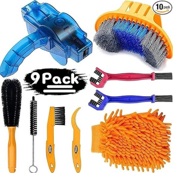 Bike Cleaning Kit (9pcs), Including Chain Cleaner for Cycling, Brush Tools - Picture 8 of 8